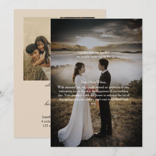 Customizable Elegant Photo Wedding Invitation  Kaart (Voorkant / Achterkant)