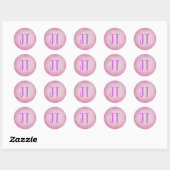 Customizable Elegant Pink Watercolour Round Frame Ronde Sticker (Vel)