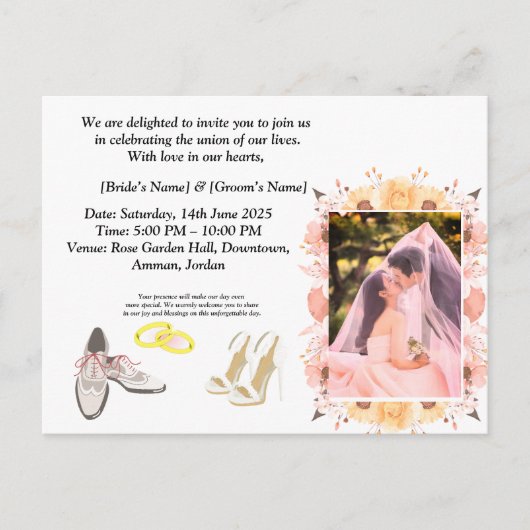 Customizable Elegant Wedding Invitation | Upload Y Briefkaart (Voorkant)