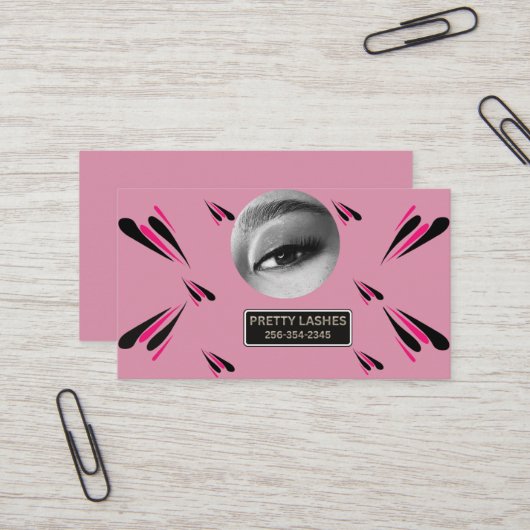 Customizable Eyelash Extension Gold Makeup Card Visitekaartje (Voorkant / Achterkant in situ)