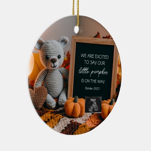 Customizable fallFall Pregnancy Announcement Keramisch Ornament (Rechts)