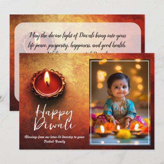 Customizable Festival of Lights & Smiles Kaart (Voorkant / Achterkant)