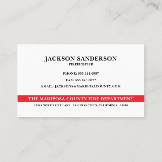 Customizable Fire Department Firefighter Logo Visitekaartje (Achterkant)