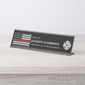 Customizable Firefighter Fire Department Logo Bureau Naambordje (Voorkant)