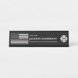 Customizable Firefighter Fire Department Logo Bureau Naambordje