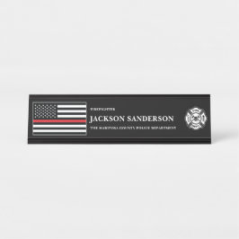 Customizable Firefighter Fire Department Logo Bureau Naambordje