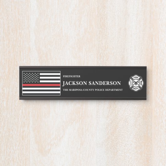 Customizable Firefighter Fire Department Logo Deurbordje (Voorkant)