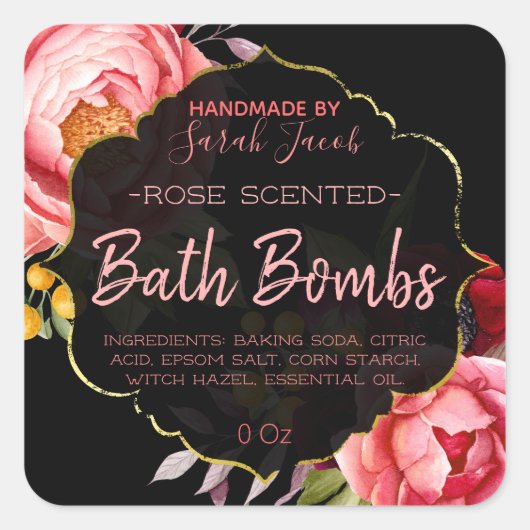 Customizable Floral Bath Bomb Label (Voorkant)