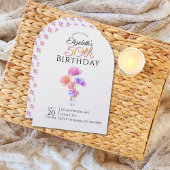 Customizable Floral Minimalist Milestone Birthday  Kaart