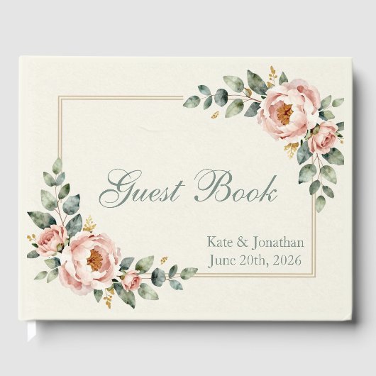 Customizable Floral Wedding Gastenboek (Voorkant)