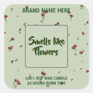 Customizable Flower Candle Label Editable Text