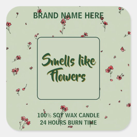 Customizable Flower Candle Label Editable Text (Voorkant)