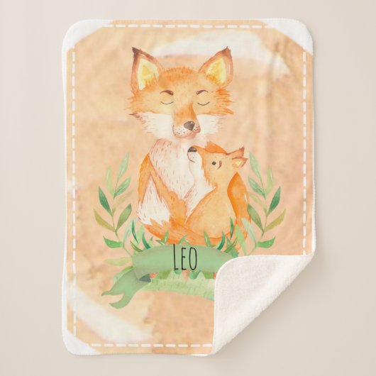 Customizable Fox Baby Blanket Sherpa Deken (Voorkant)