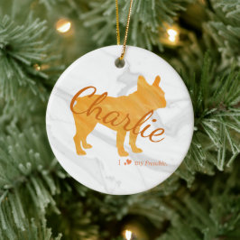 Customizable French Bulldog Pastel Orange Frenchie Keramisch Ornament