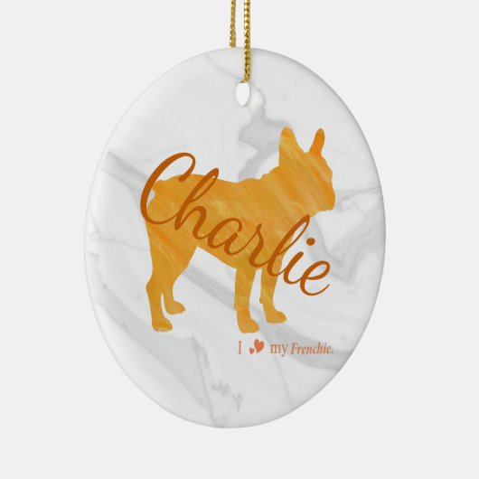 Customizable French Bulldog Pastel Orange Frenchie Keramisch Ornament (Rechts)