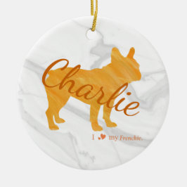 Customizable French Bulldog Pastel Orange Frenchie Keramisch Ornament