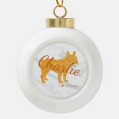 Customizable French Bulldog Pastel Orange Frenchie Keramische Bal Ornament (Voorkant)