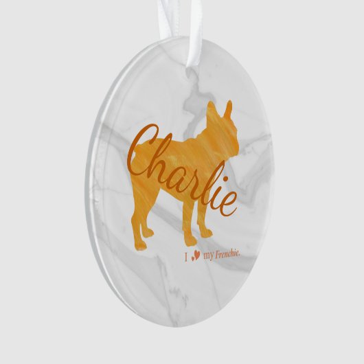 Customizable French Bulldog Pastel Orange Frenchie Ornament (voorkant)