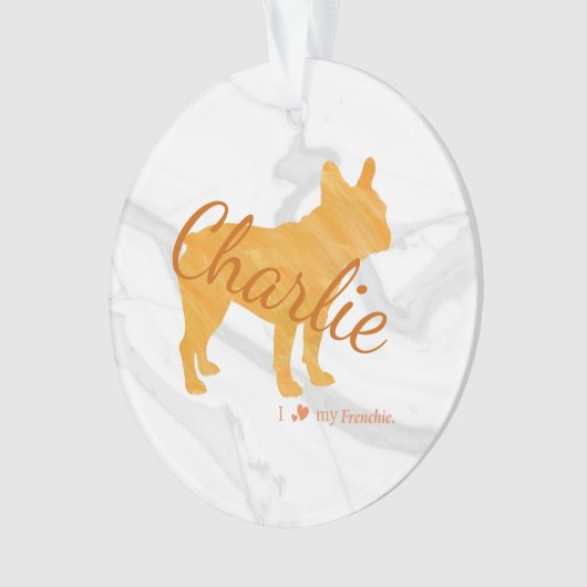 Customizable French Bulldog Pastel Orange Frenchie Ornament (voorkant)