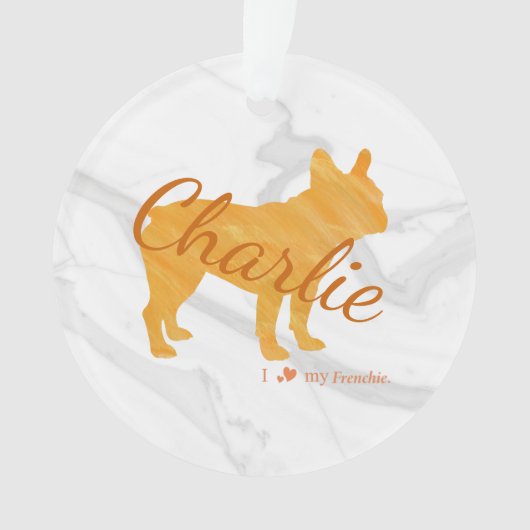 Customizable French Bulldog Pastel Orange Frenchie Ornament (voorkant)