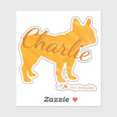 Customizable French Bulldog Pastel Orange Frenchie Sticker (Vel)
