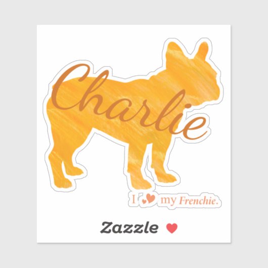 Customizable French Bulldog Pastel Orange Frenchie Sticker (Vel)