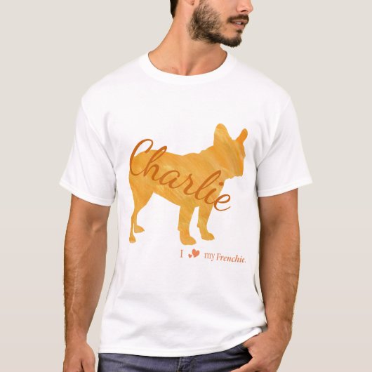Customizable French Bulldog Pastel Orange Frenchie T-shirt (Voorkant)