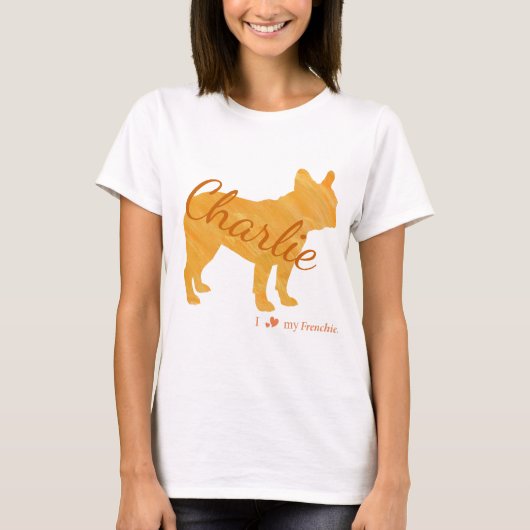Customizable French Bulldog Pastel Orange Frenchie T-shirt (Voorkant)