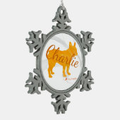 Customizable French Bulldog Pastel Orange Frenchie Tin Sneeuwvlok Ornament (Links)