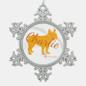 Customizable French Bulldog Pastel Orange Frenchie Tin Sneeuwvlok Ornament (Voorkant)