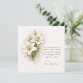 Customizable Funeral White Lily Thank You Card Bedankkaart (Staand voorkant)