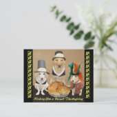 Customizable Funny Dogs Happy Thanksgiving Feestdagenkaart (Staand voorkant)