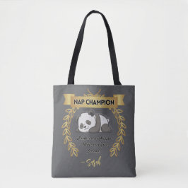 Customizable Funny Panda Nap Champion Tote Bag
