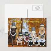 Customizable Funny Pilgrim Dogs Thanksgiving Post Feestdagenkaart (Voorkant / Achterkant)