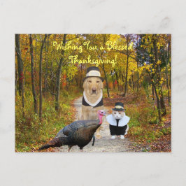 Customizable Funny Thanksgiving Postcard Feestdagenkaart
