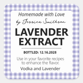 Customizable Gingham Extract Label