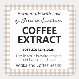 Customizable Gingham Extract Label - Brown
