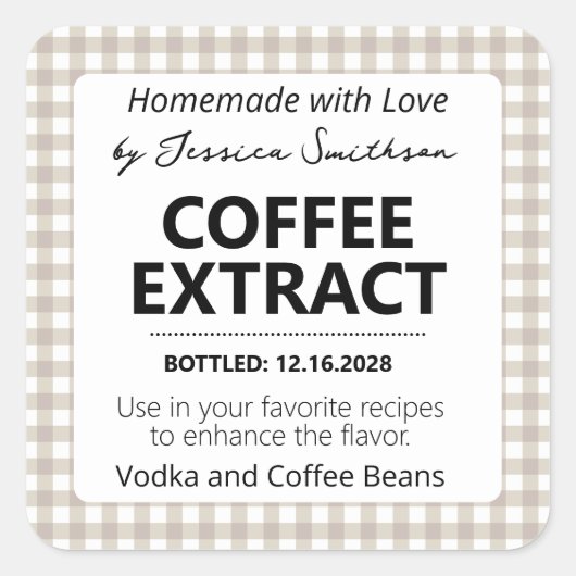 Customizable Gingham Extract Label - Brown (Voorkant)