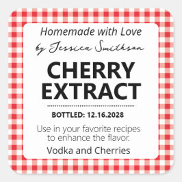 Customizable Gingham Extract Label - Red
