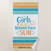 Customizable Girls Just Wanna Have Sun Strandlaken (Voorkant)