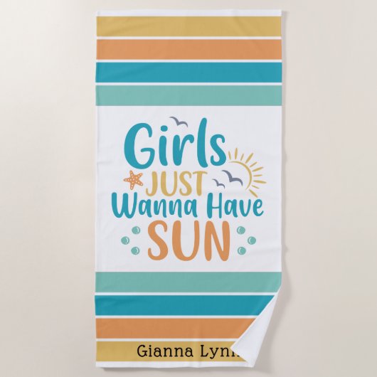 Customizable Girls Just Wanna Have Sun Strandlaken (Voorkant)
