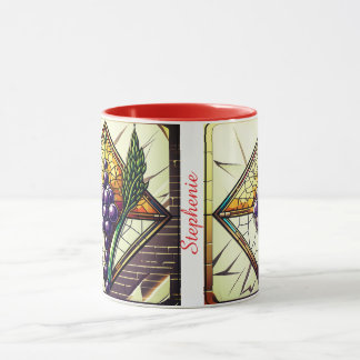 Customizable glass mug with grapes and wheat mok