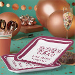 Customizable Graduation Papieren Bordje<br><div class="desc">Design features your text in burgundy and displayed against a white background. A burgundy-colored border frames design. All text is customizable. Available in a variety of colors.</div>