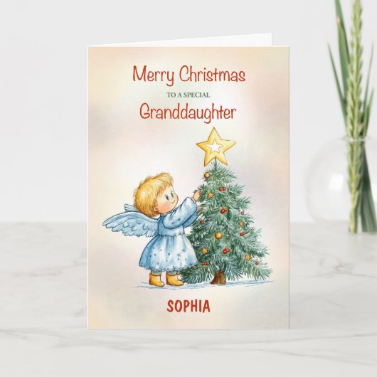 Customizable Granddaughter Christmas Angel Sweet Kaart (Voorkant)
