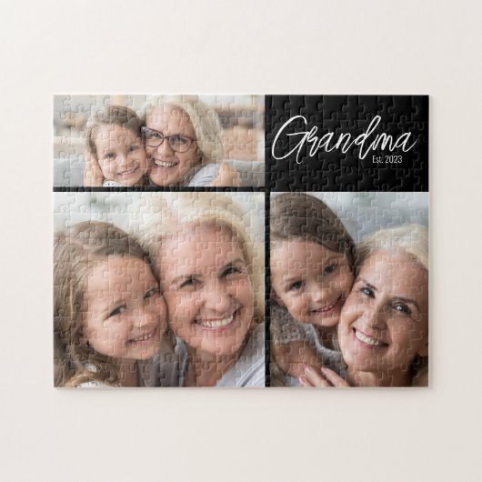 Customizable Grandma Established Year 3 Photo Legpuzzel (Horizontaal)