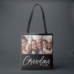 Customizable Grandma Established Year 3 Photo Tote Bag<br><div class="desc">Celebrate being a grandma with this simple and modern “Grandma Est. [Year]” photo tote bag. Featuring white typography, this design is perfect for new grandmas or seasoned grandmothers alike. Customize the year to mark when she first became a grandma — a sweet, personal touch that makes this tote bag extra...</div>
