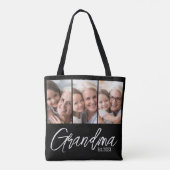 Customizable Grandma Established Year 3 Photo Tote Bag (Achterkant)