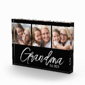 Customizable Grandma Established Year 3 Picture Fotoblokken (Rechts)