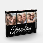 Customizable Grandma Established Year 3 Picture Fotoblokken (Links)