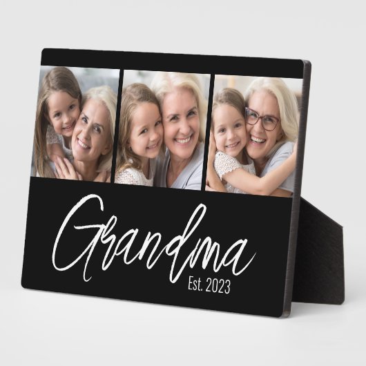Customizable Grandma Established Year 3 Picture Fotoplaat (Zijkant)